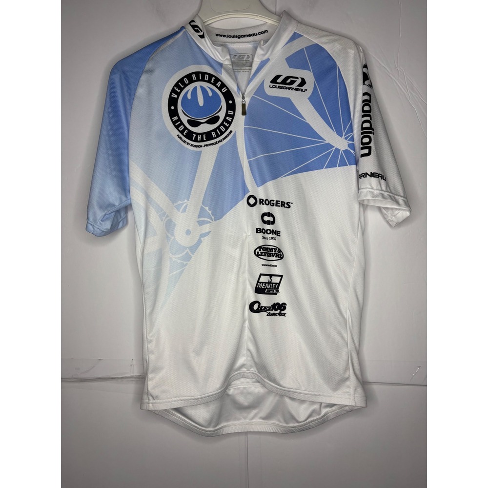 Louis Garneau Velo Rideau Cycling Jersey‎ Mens XL Blue White Short Sleeve Zip